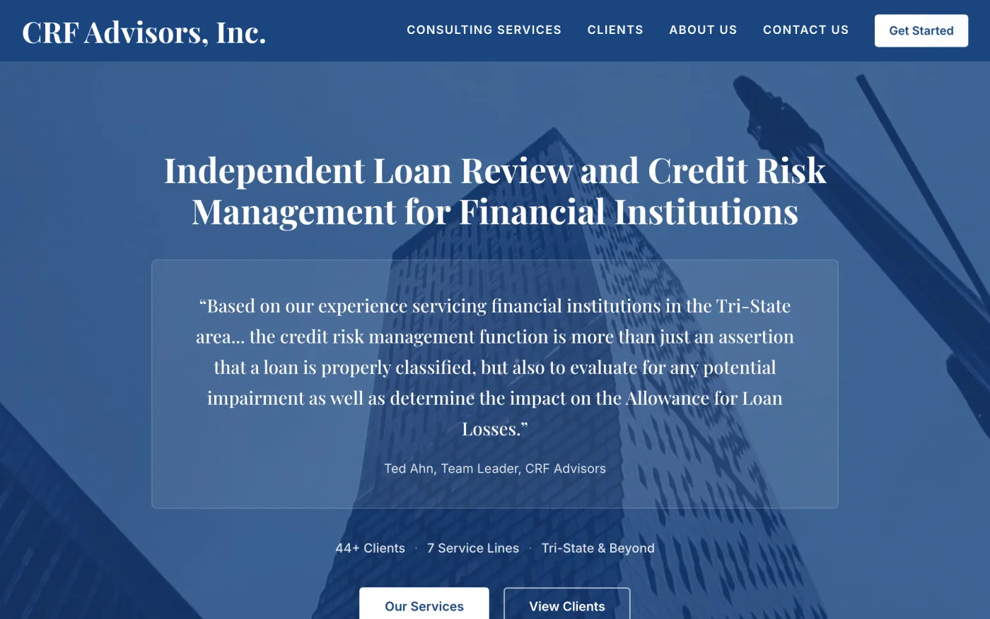 CRF Advisors website homepage